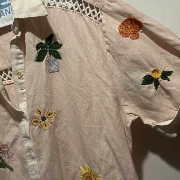 SIGNIFICANT OTHER linen cotton embroidered button down top - Picture 7 of 12